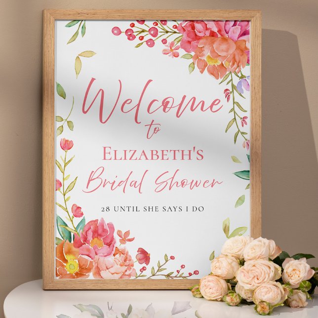 Liebe im Blumenmuster Brautparty Begrüßungszeichen Poster (Von Creator hochgeladen)