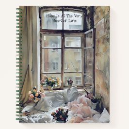 Liebe im Blumenzimmerdekor Zitat Vintages Notebook Notizbuch