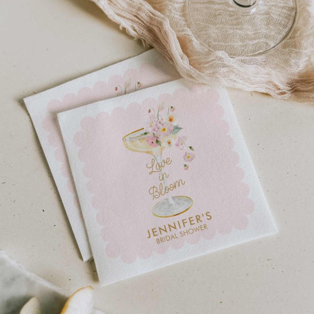 Liebe im blutrot-rosa Brautparty Serviette (Love in Bloom Bridal Shower Napkins)