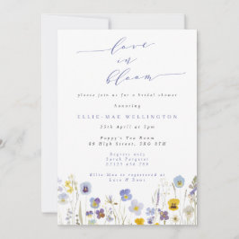 Liebe im Brautparty Blauer Stiefmütterchen und Gel Einladung