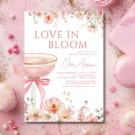 Liebe im Brautparty Bloom Champagne Pink Bow Einladung