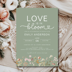 Liebe im Brautparty Bloom Green Wildblume Einladung