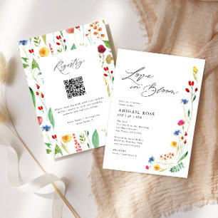 Liebe im Brautparty Bloom Wildblume, QR-Code Einladung
