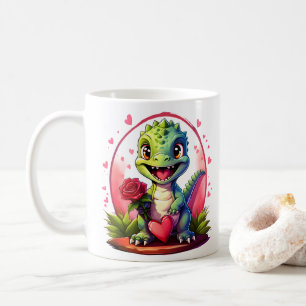 Liebe im Drachenstil Niedlicher Valentindrache Kaffeetasse