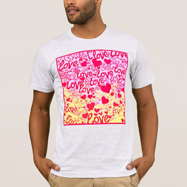 Liebe im dynamischen Farbmuster T-Shirt (Vorderseite)