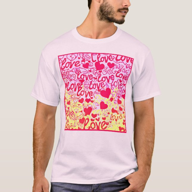 Liebe im dynamischen Farbmuster T-Shirt (Vorderseite)