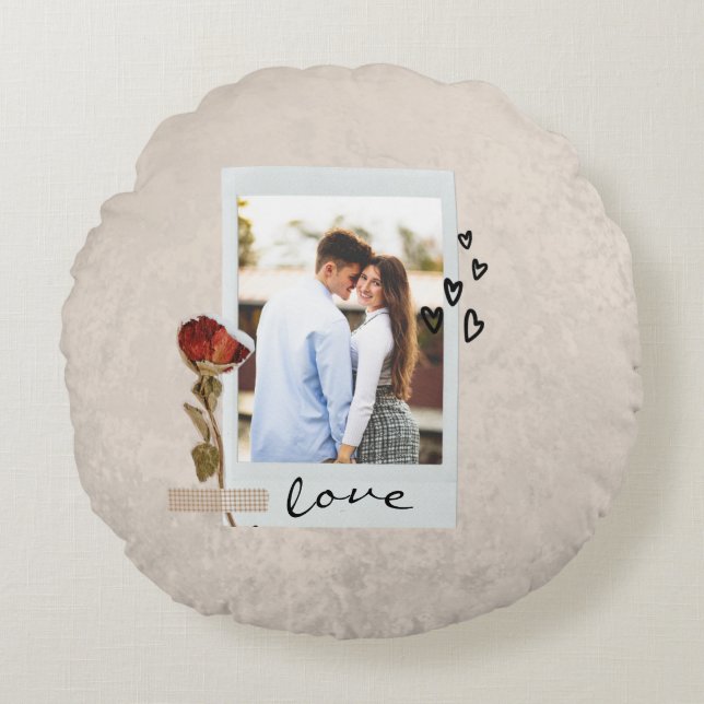 Liebe im eleganten Foto mit Herz Rundes Kissen (Vorderseite)