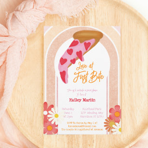 Liebe im ersten Bite Pizza Party Brautparty Einladung
