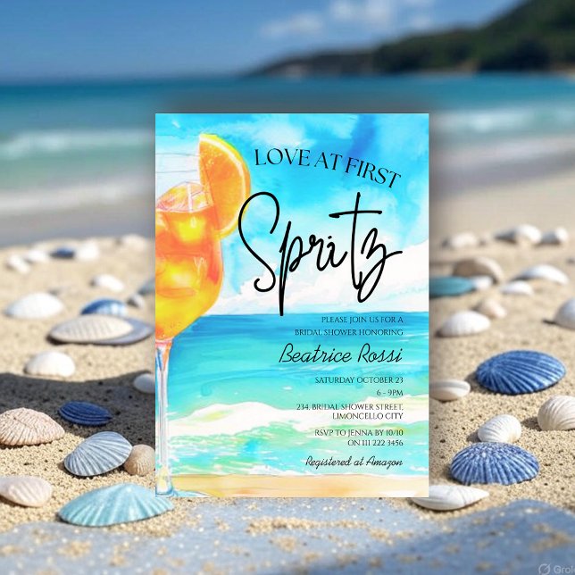 Liebe im ersten Spritz Amalfi-Brautparty Einladung (Love at First Spritz Bridal Shower Invitation)