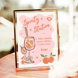Liebe im ersten Spritz Brautparty Bar Sign Poster