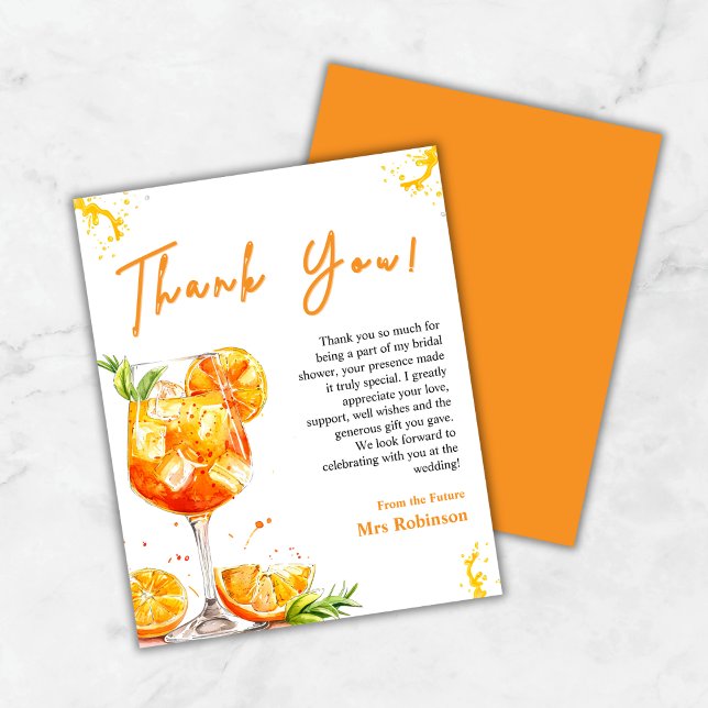 Liebe im ersten Spritz-Brautparty Dankeschön-Card (Love at First Spritz Bridal Shower Thank You Card  )