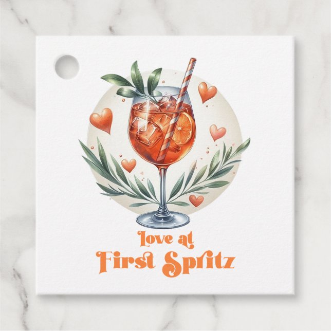 Liebe im ersten Spritz-Brautparty Geschenkanhänger (Vorderseite)