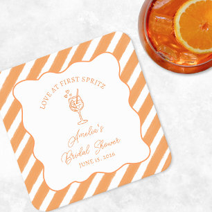 Liebe im ersten Spritz Brautparty Italienisch Aper Rechteckiger Pappuntersetzer