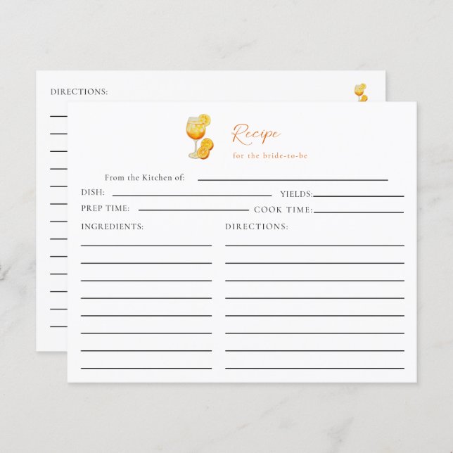 Liebe im ersten Spritz Brautparty Rezept Orange (Vorne/Hinten)