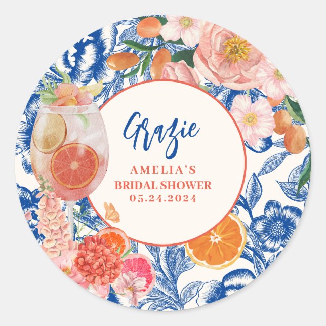 Liebe im ersten Spritz-Brautparty Runder Aufkleber (Vorderseite)