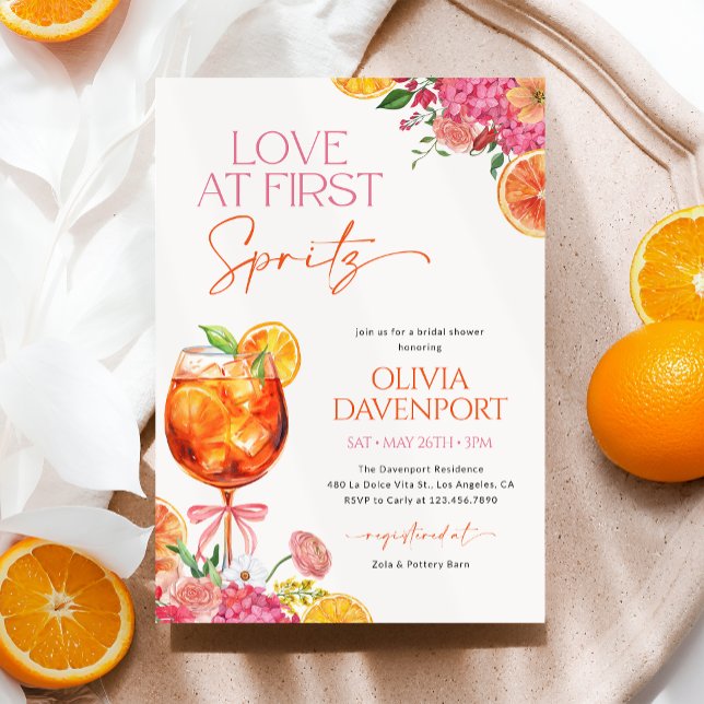 Liebe im ersten Spritz Citrus Floral Brautparty Einladung (Von Creator hochgeladen)