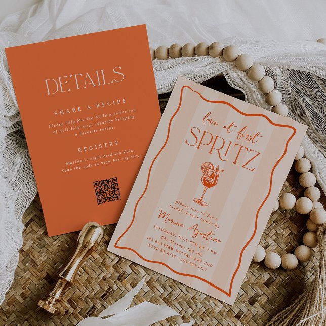 Liebe im ersten Spritz-Doppelseitiges Brautparty Einladung (Von Creator hochgeladen)