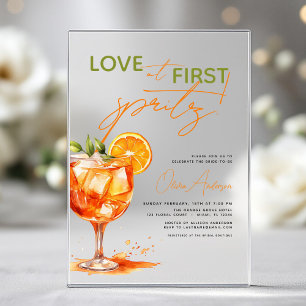 Liebe im ersten Spritz Orange Brautparty Acryleinladungen