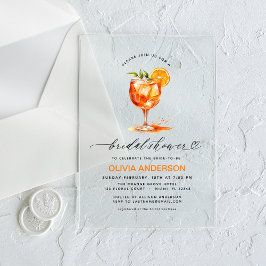 Liebe im ersten Spritz Orange Brautparty Acryleinladungen