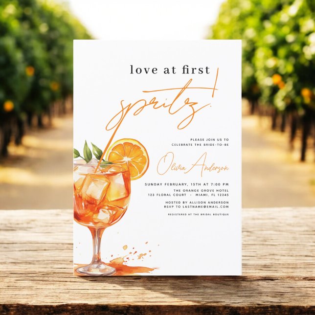 Liebe im ersten Spritz Orange Brautparty Einladung (Von Creator hochgeladen)