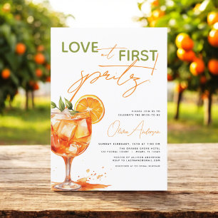 Liebe im ersten Spritz Orange Brautparty Einladung