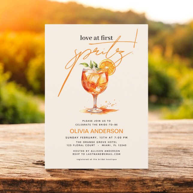 Liebe im ersten Spritz Orange Brautparty Einladung (Von Creator hochgeladen)