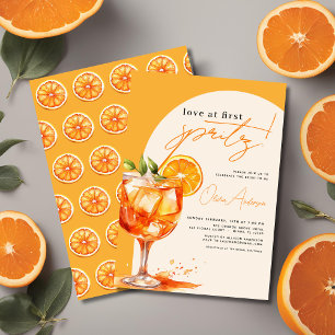 Liebe im ersten Spritz Orange Brautparty Einladung