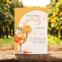 Liebe im ersten Spritz Orange Brautparty Einladung