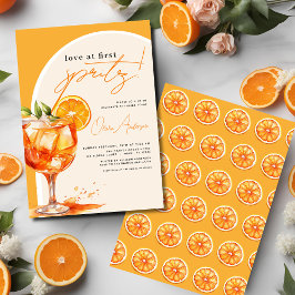 Liebe im ersten Spritz Orange Brautparty Einladung