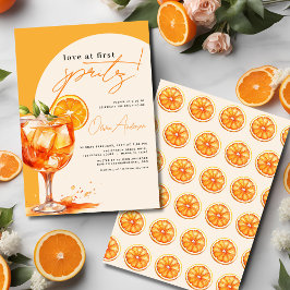 Liebe im ersten Spritz Orange Brautparty Einladung