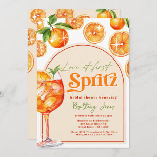 Liebe im ersten Spritz Orange Groovy Brautparty Einladung
