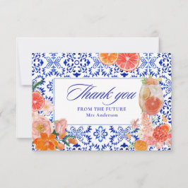 Liebe im ersten spritz-orangen Brautparty Dankeskarte