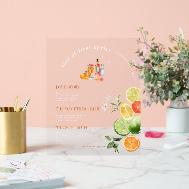 Liebe im ersten Spritz | Signaturentrink Acrylschild (Hochzeit)