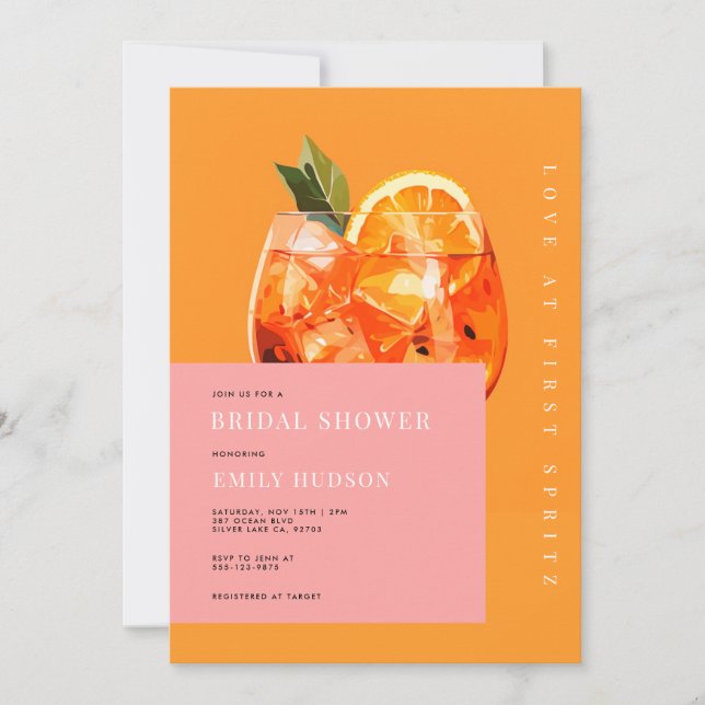 Liebe im First Spritz Modernes Brautparty Einladung (Vorderseite)
