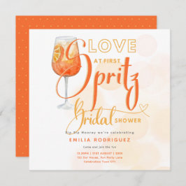 Liebe im First SPRITZ Modernes Orange Brautparty Einladung