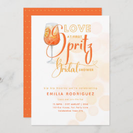 Liebe im First SPRITZ Modernes Orange Brautparty Einladung