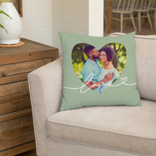 Liebe im Foto Green Custom Heart Shaped Kissen