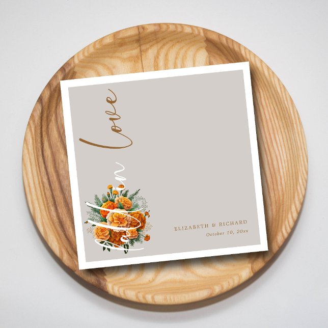 Liebe im Herbst: Elegante Script-Hochzeit im Herbs Serviette (Autumn Love Blooms Elegant Script Fall Wedding Napkins)