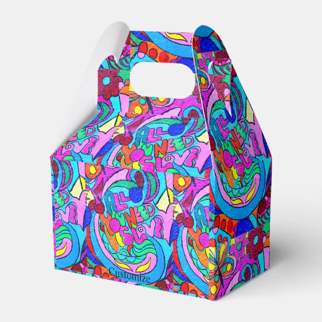 Liebe im Hippie-Stil Geschenkschachtel (Vorderseite)