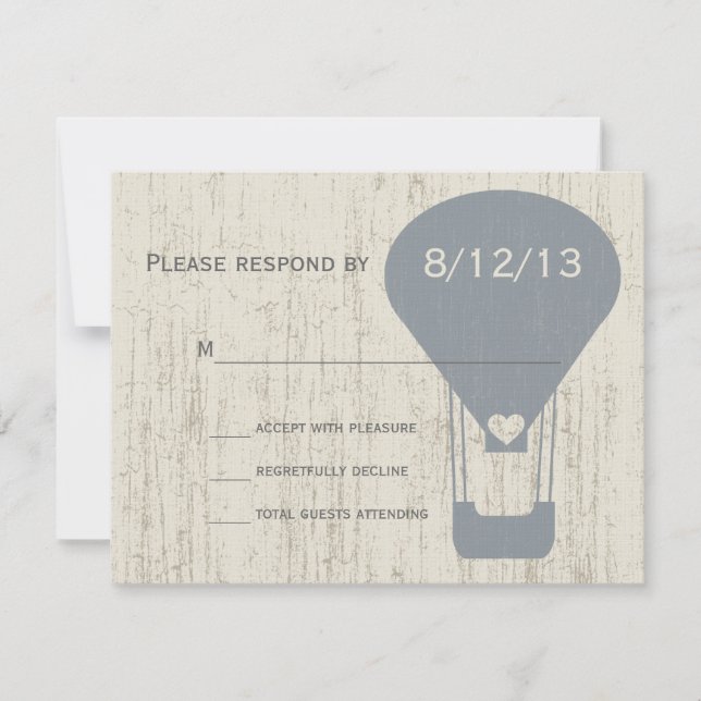 Liebe im Luftballon RSVP Karte (Vorderseite)