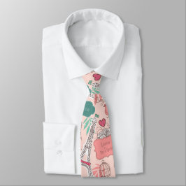 Liebe im Paris-Muster-Rosa Krawatte