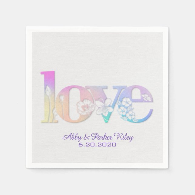 Liebe im Regenbogenblumenmuster Serviette (Vorderseite)