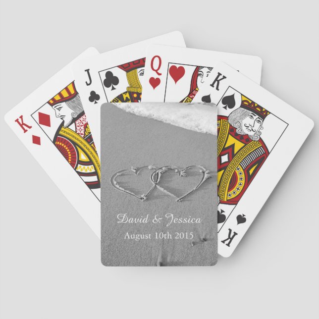Liebe im Sanddeck der Hochzeitsspielkarten Spielkarten (Rückseite)