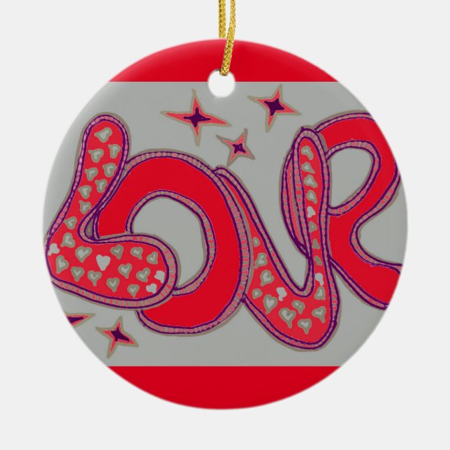 Liebe im Stil der 60er Jahre Keramikornament (Vorne)