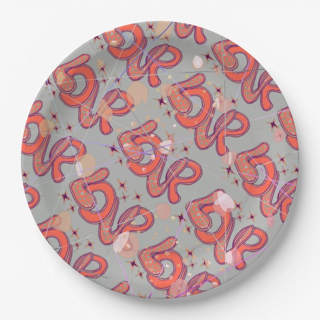 Liebe im Stil der 60er Jahre & Konfetti Pappteller (Vorderseite)