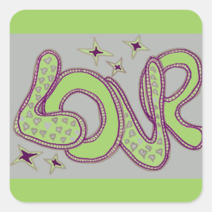 Liebe im Stil der 60er Jahre Quadratischer Aufkleber