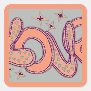 Liebe im Stil der 60er Jahre Quadratischer Aufkleber