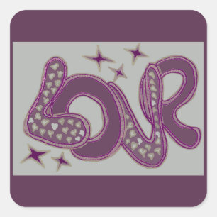 Liebe im Stil der 60er Jahre Quadratischer Aufkleber