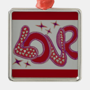 Liebe im Stil der 60er Jahre Silbernes Ornament