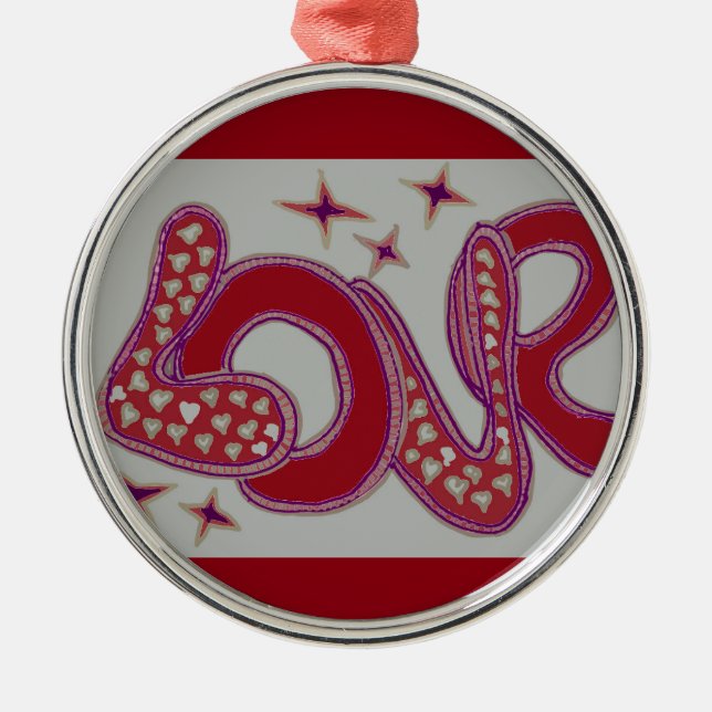 Liebe im Stil der 60er Jahre Silbernes Ornament (Vorne)
